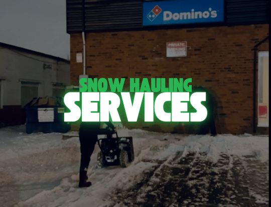 Snow hauling in Niagara by NLLC, clearing snow from a large commercial parking lot.