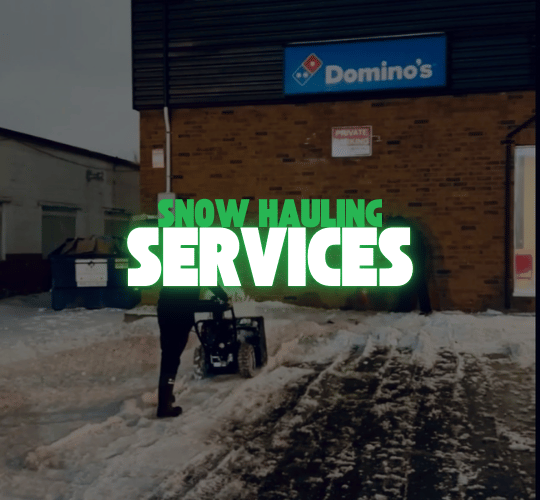 Snow hauling in Niagara by NLLC, clearing snow from a large commercial parking lot.