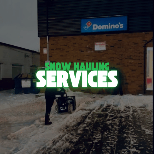 Snow hauling in Niagara by NLLC, clearing snow from a large commercial parking lot.